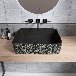 Grossman Раковина накладная Color 48 GR-3016BBL черная с текстурой кожи крокодила – фотография-3